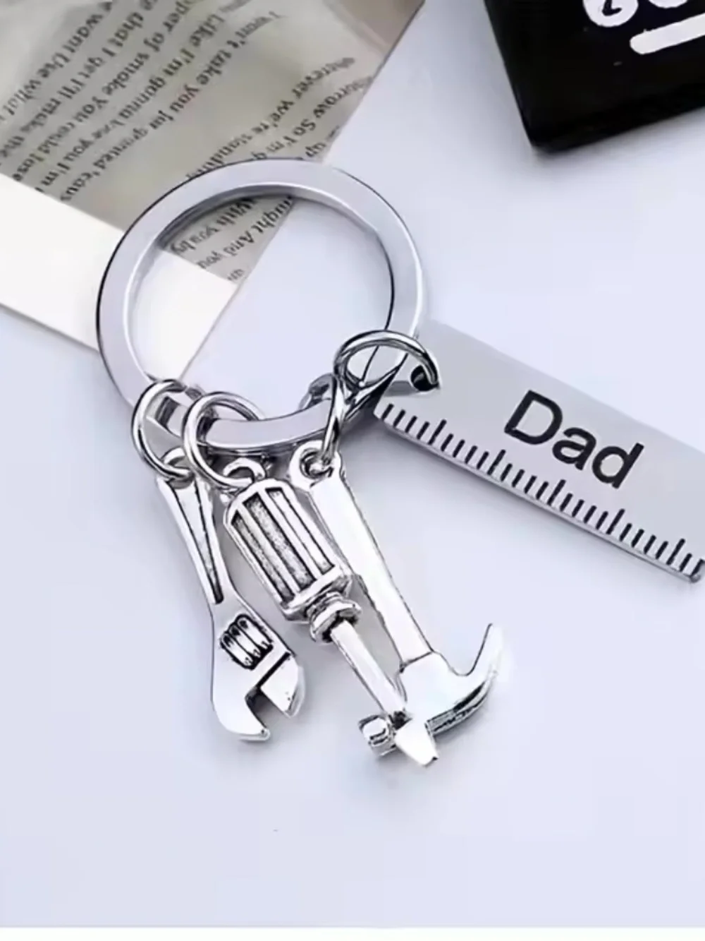 Dad Tool Keychain Gift for Father’s Day | Mini Hammer Screwdriver Wrench Keyring